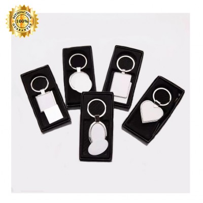 Wholesale blank 3mm metal heat transfer keychains DIY Zinc key ring with high quality